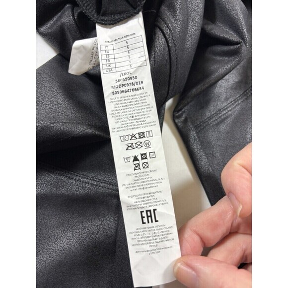 Calzedonia Faux Leather Front Panel Leggings with Moto Knee Detail Black Small - Picture 5 of 13